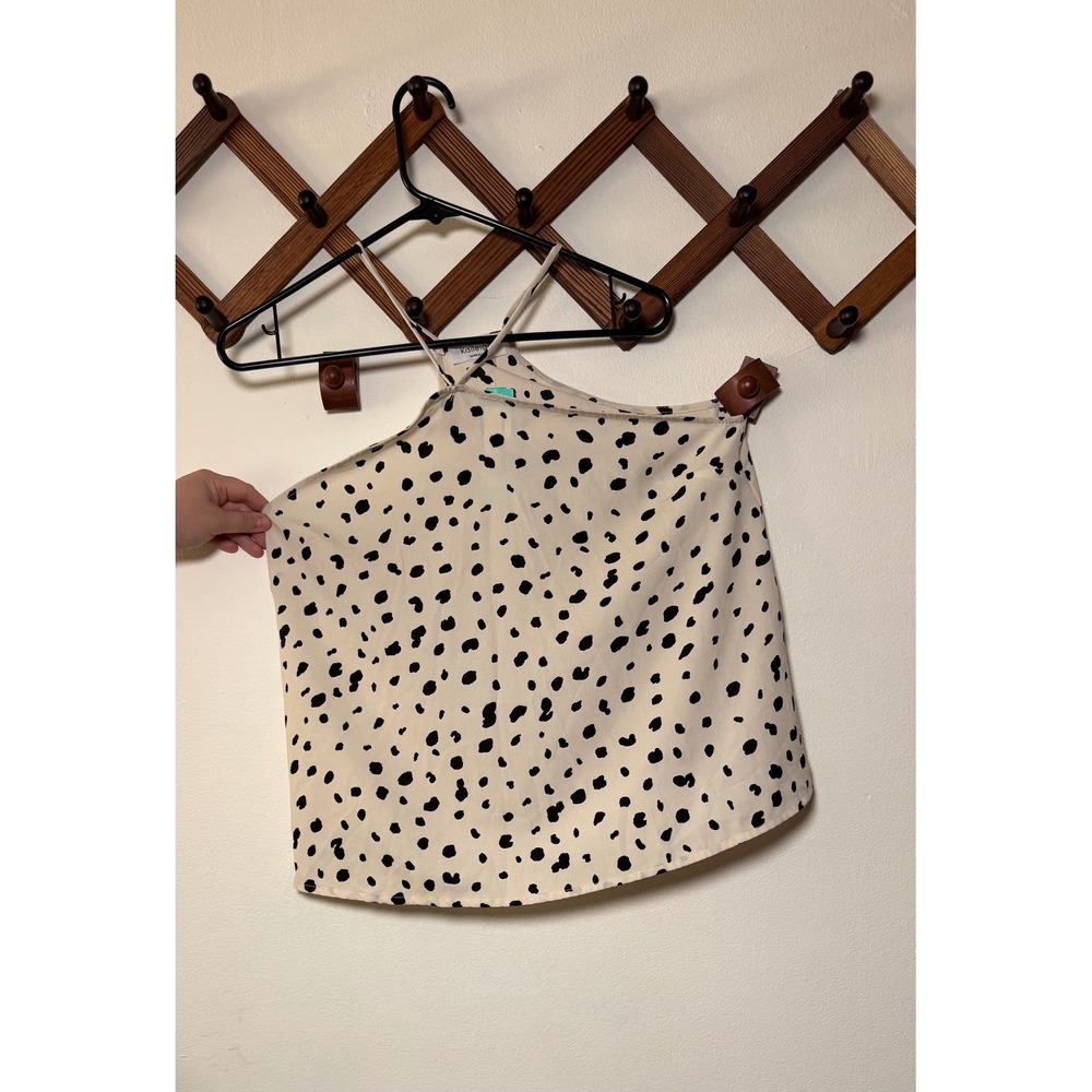 Kaileigh Wallis Halter Top Off-White Black Polka Dot Dalmatian Print Medium NWT